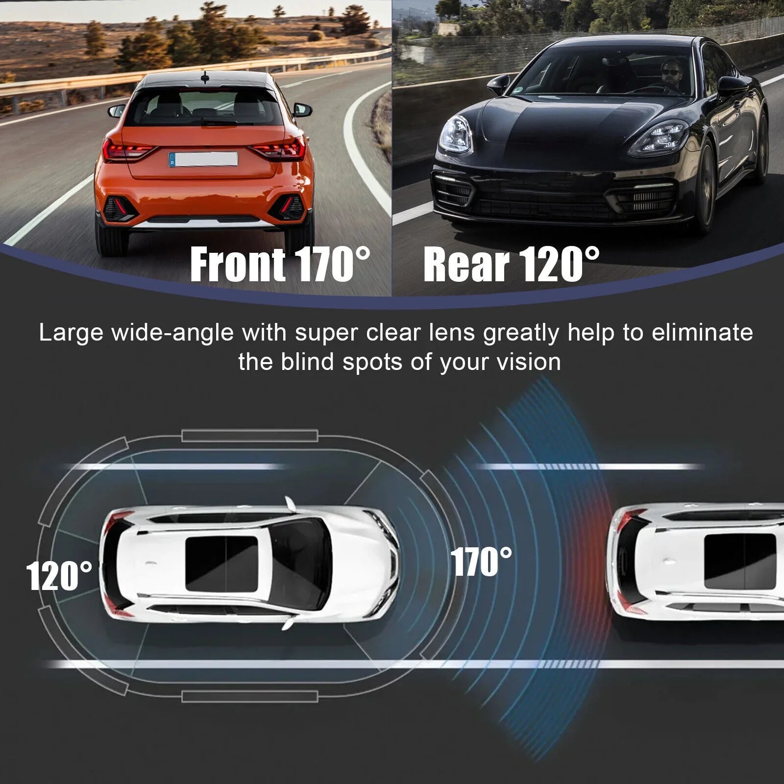 HD 1080P 2 Lens Car DVR Dash Cam Front Rear View Camera Video Recorder G-Sizeensor