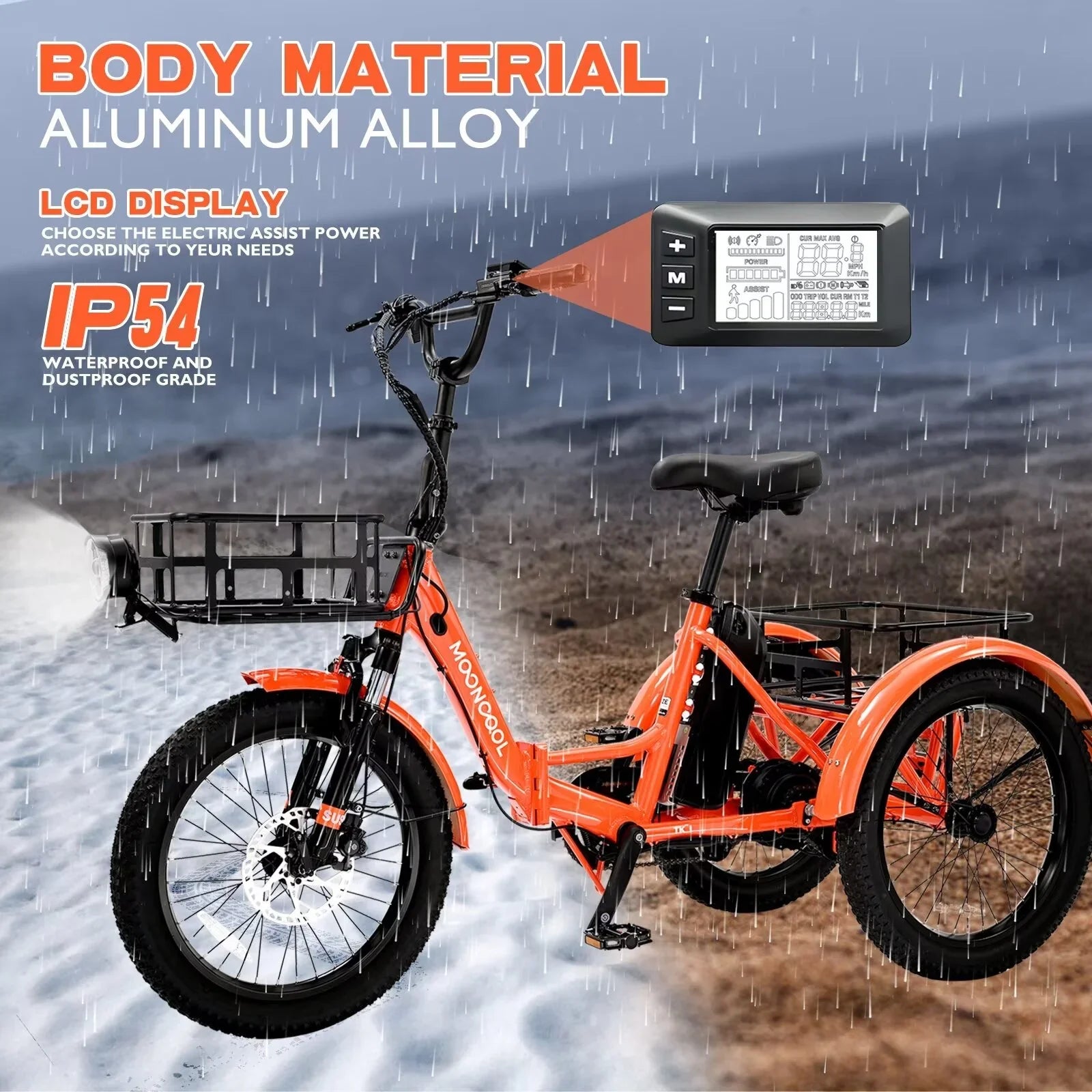 MOPHOTO 16MPH 500W 48V 14.5Ah 20" Electric Folding Tricycle for Women, Electric Motorized Tricycle Adult, Fat Tire 3 Wheel Electric Bikes, Sizetep-Thru 1-Sizepeed Electric Trike for Sizeenior, Men