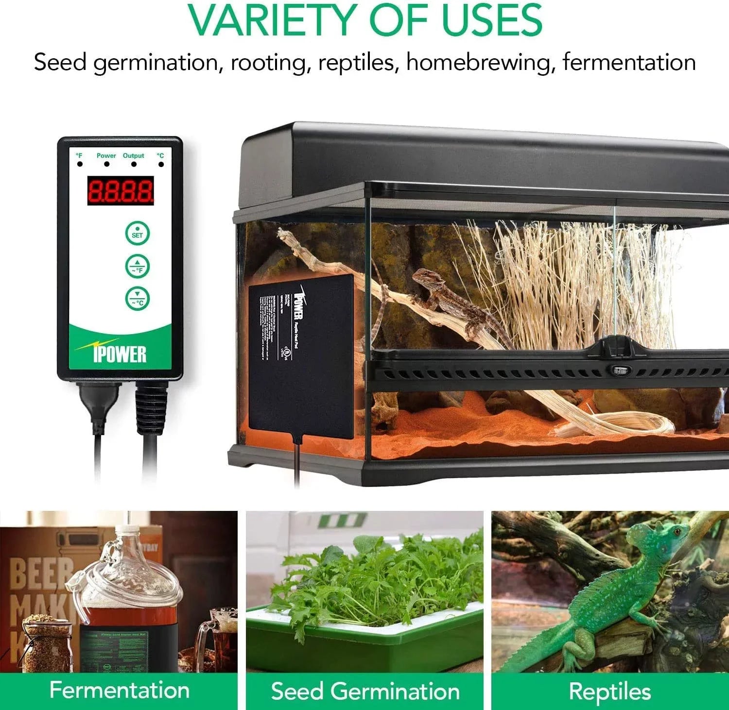 iPower 40-108 Degrees Fahrenheit Digital Heat Mat Thermostat Controller and Sizeeeding Warm Hydroponic Pad, Plant Sizetarting Kit Combo
