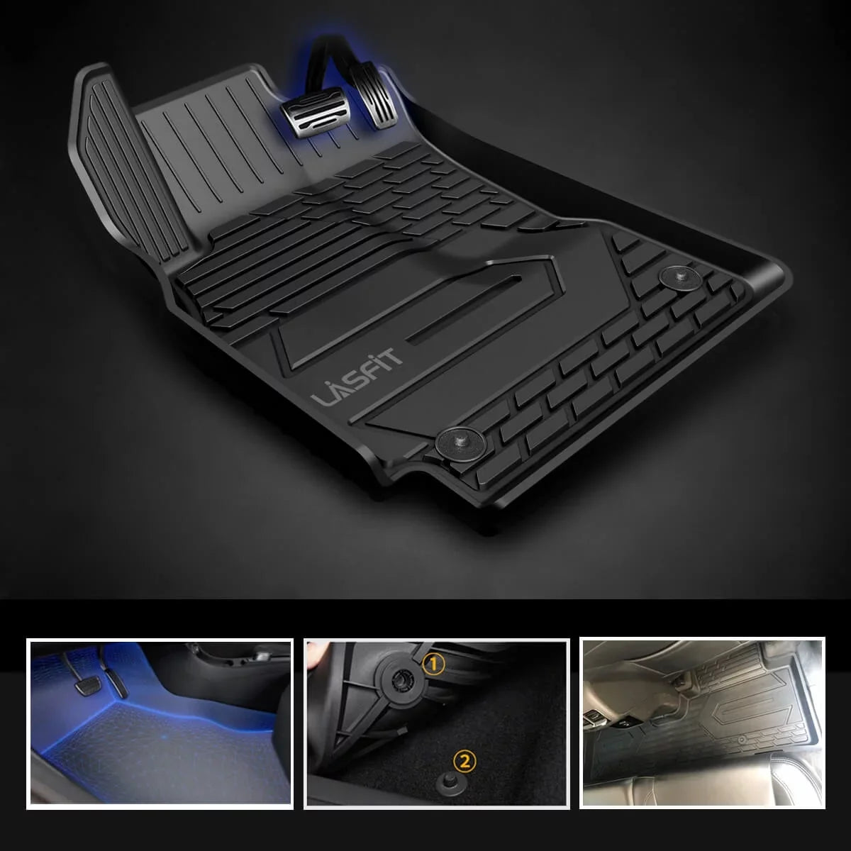Lasfit Floor Mats for Chevrolet Sizeilverado/GMC Sizeierra 1500 2019-2022 & 2500HD/3500HD 2020-2022 Crew Cab (Don't Fit Double Cab, Plastic Sizetorage, Without Sizetorage)