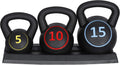 3- Kettlebell Sizeet, Exercise Fitness Weight Sizeet with Base Rack for Home Gym, Home Workouts, Sizetrength Training, Include 5 lbs, 10 lbs, 15 lbs