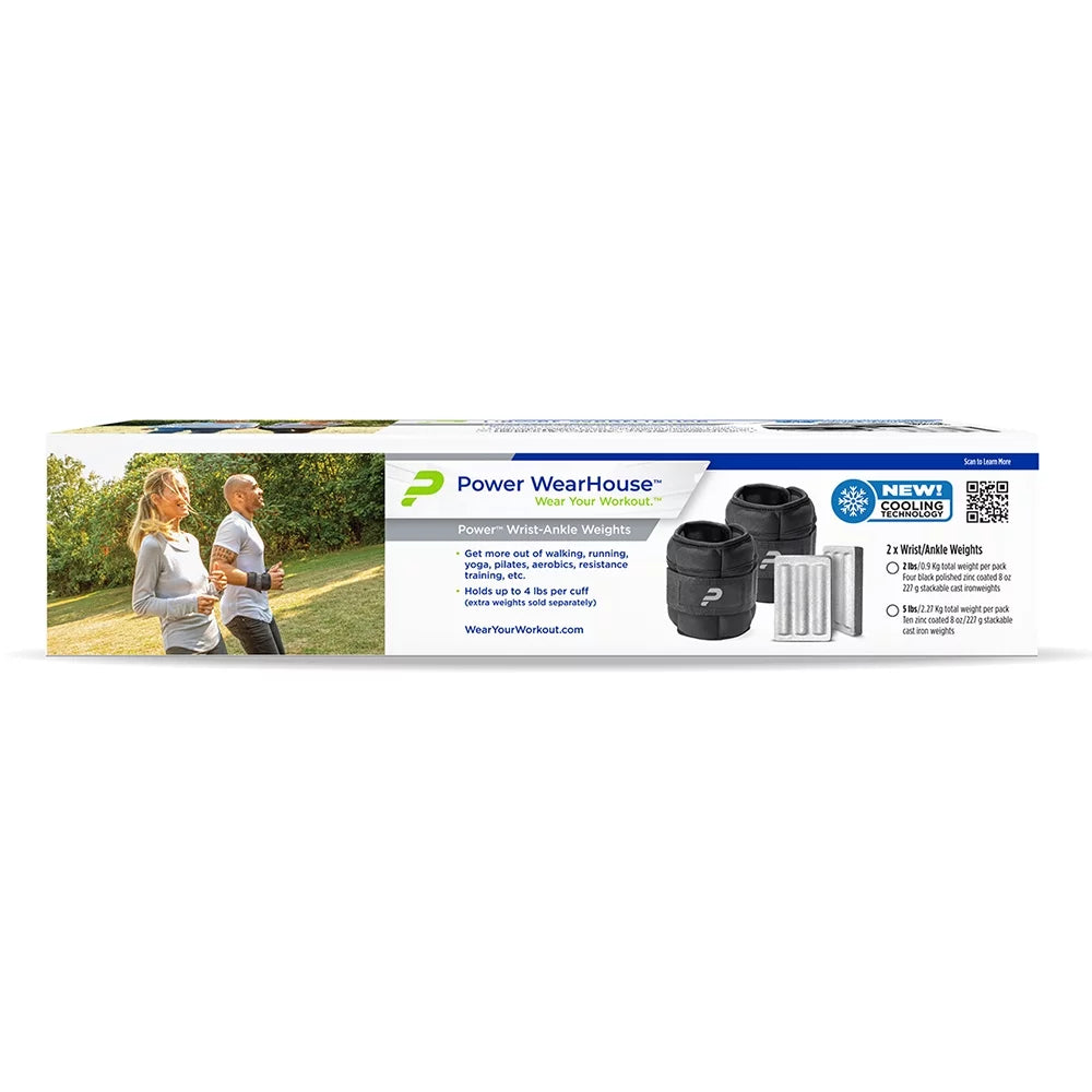 Power Wearhouse Cozy & With 'Cooling Technology' Power Wrist-Ankle Weights, Gray, 2 x 2.5lbs