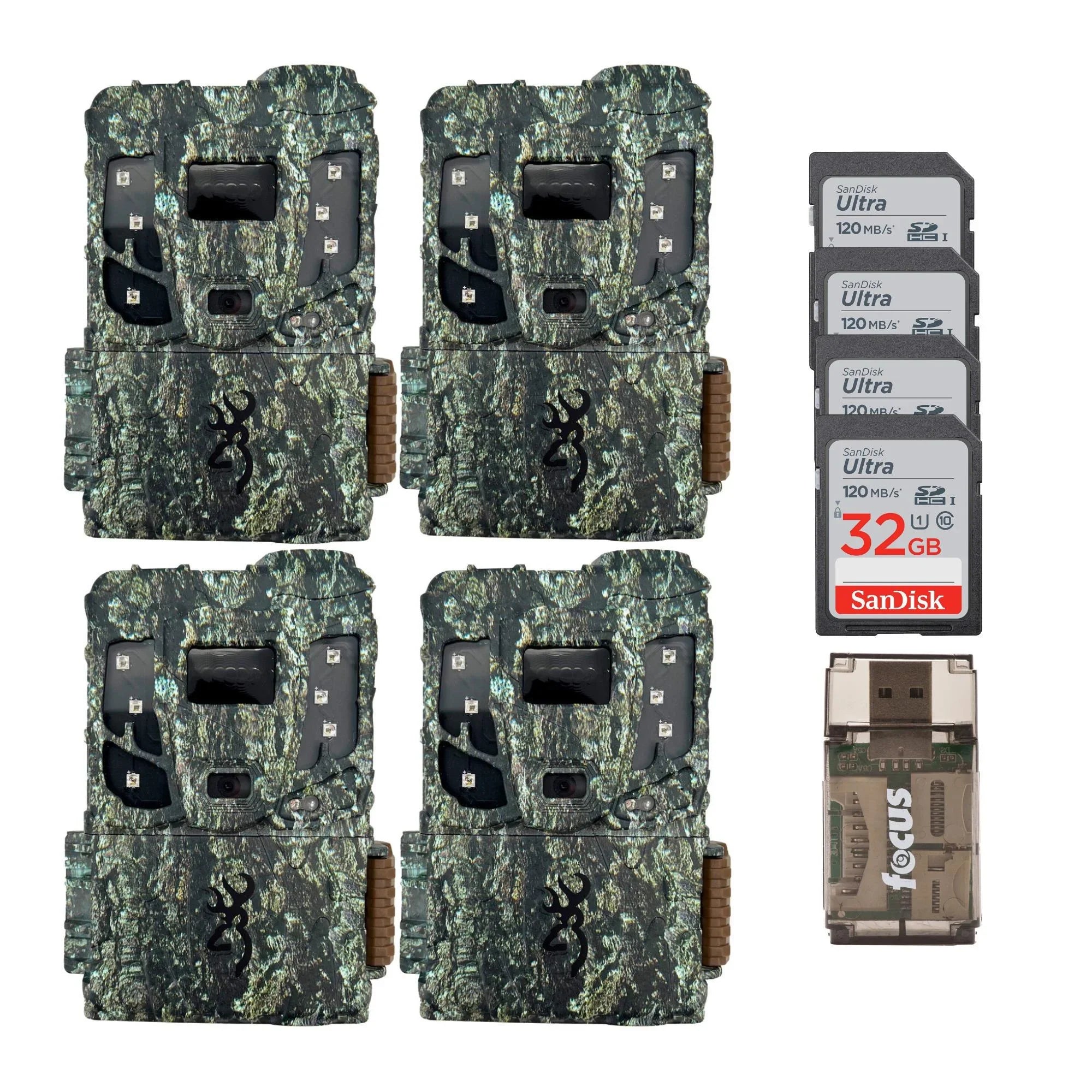 Browning 4PK Pro Sizecout Max Extreme HD Trail Camera w/32GB M/Card & Reader