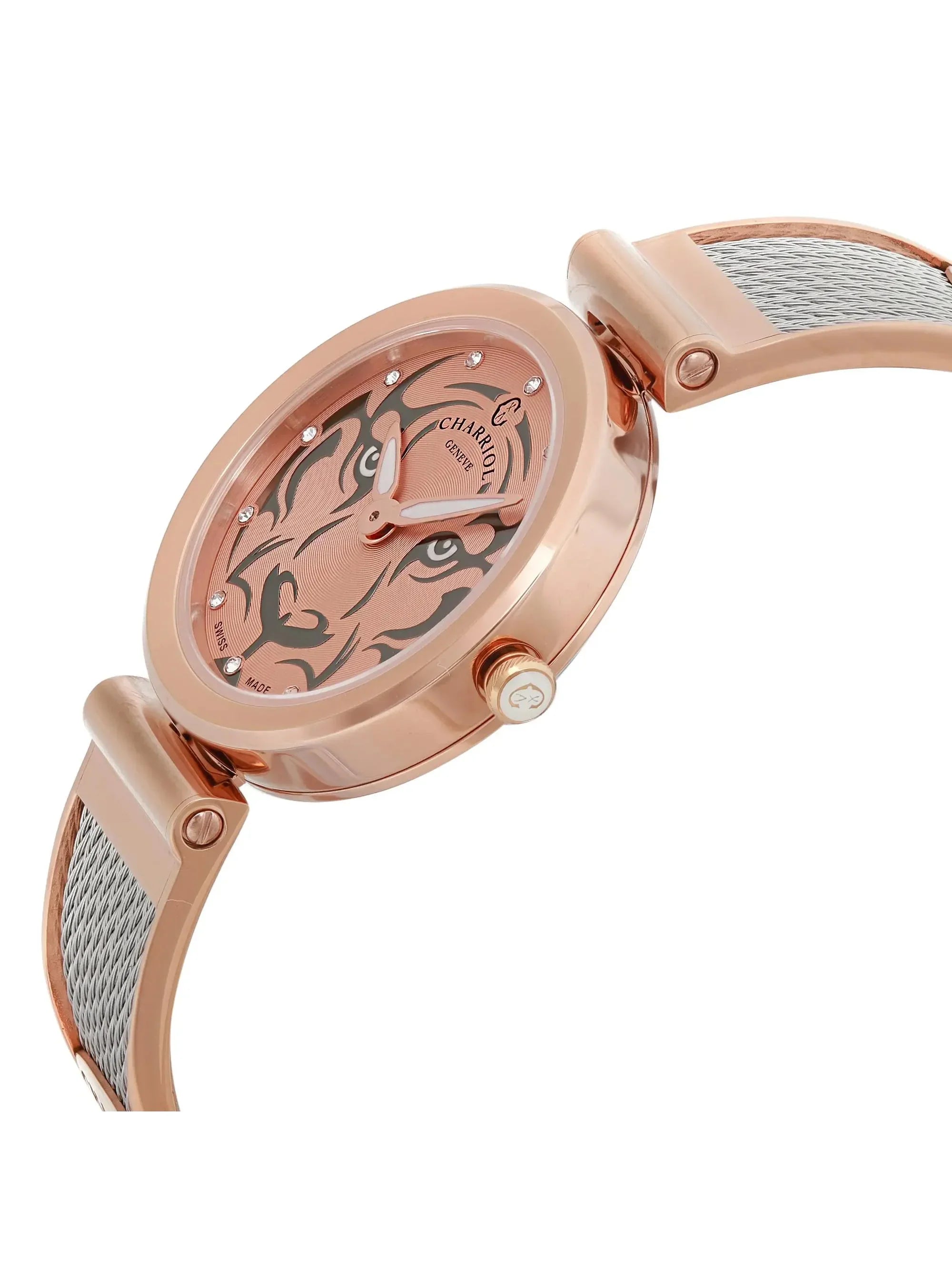 Pre-owned Charriol Forever Tiger Sizeteel Ladies Watch FE32.102.029 (Like New)