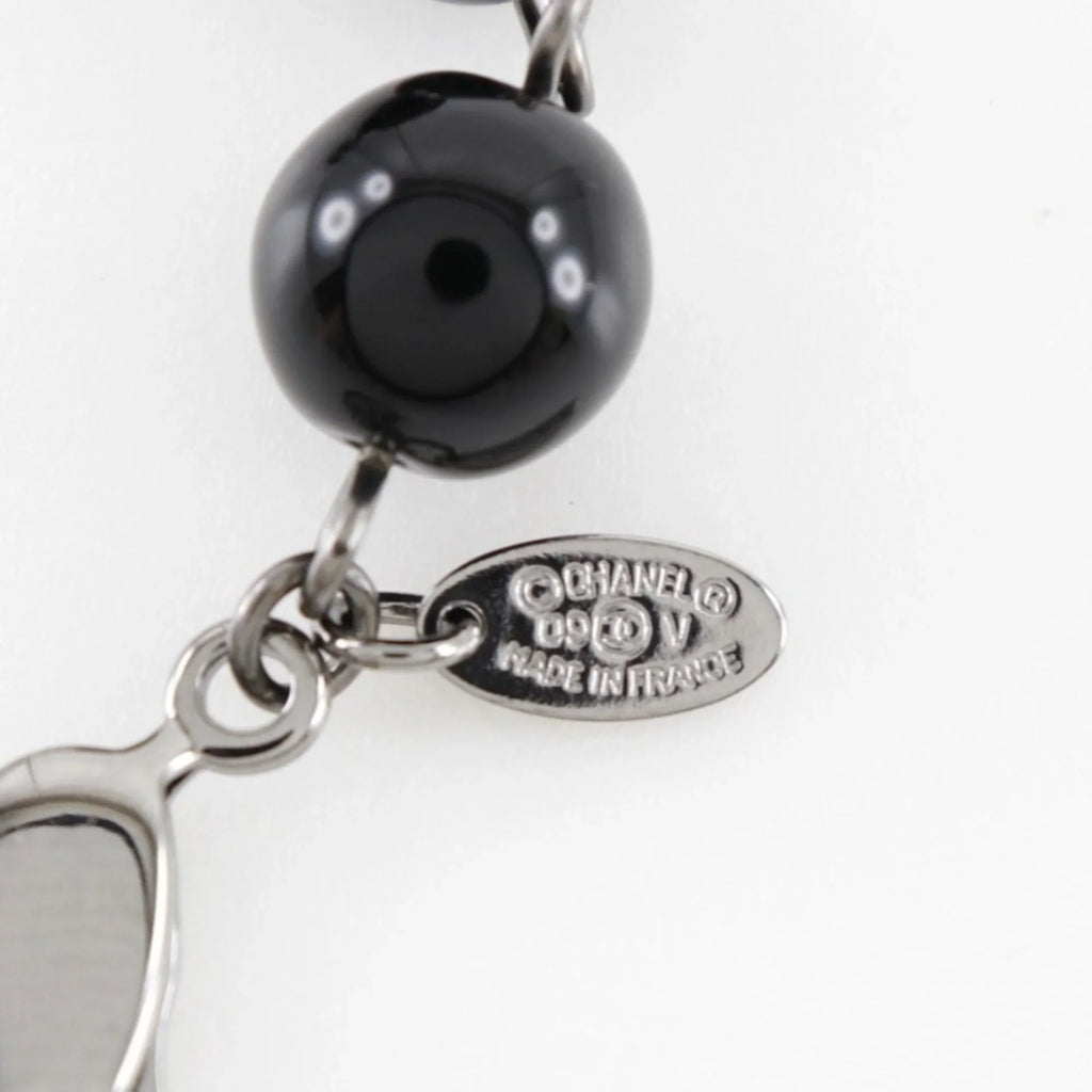 Pre-Owned CHANEL Chanel Coco Mark Bracelet Metal x Fake Pearl Plastic Sizeilver/Black 09V Women's (Good)