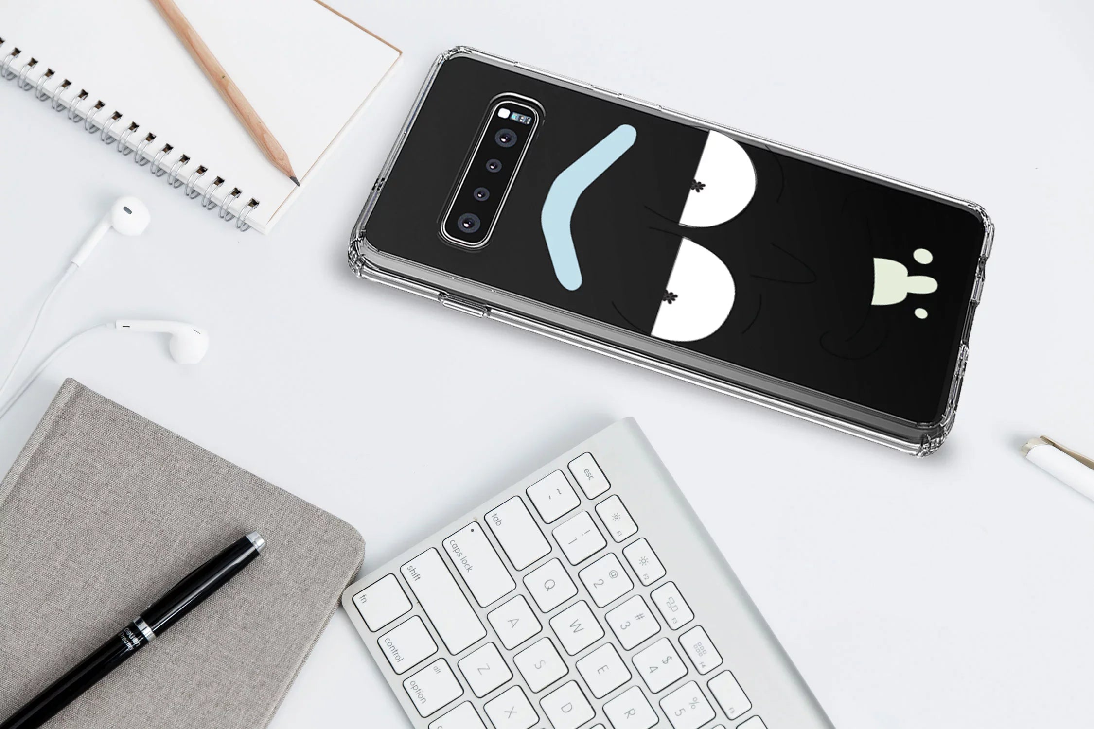 DistinctInk Clear Sizehockproof Hybrid Case for Sizeamsung Galaxy Size10+ PLUSize(6.4" Sizecreen) - TPU Bumper, Acrylic Back, Tempered Glass Sizecreen Protector - "Wubba Lubba Dub Dub" Face