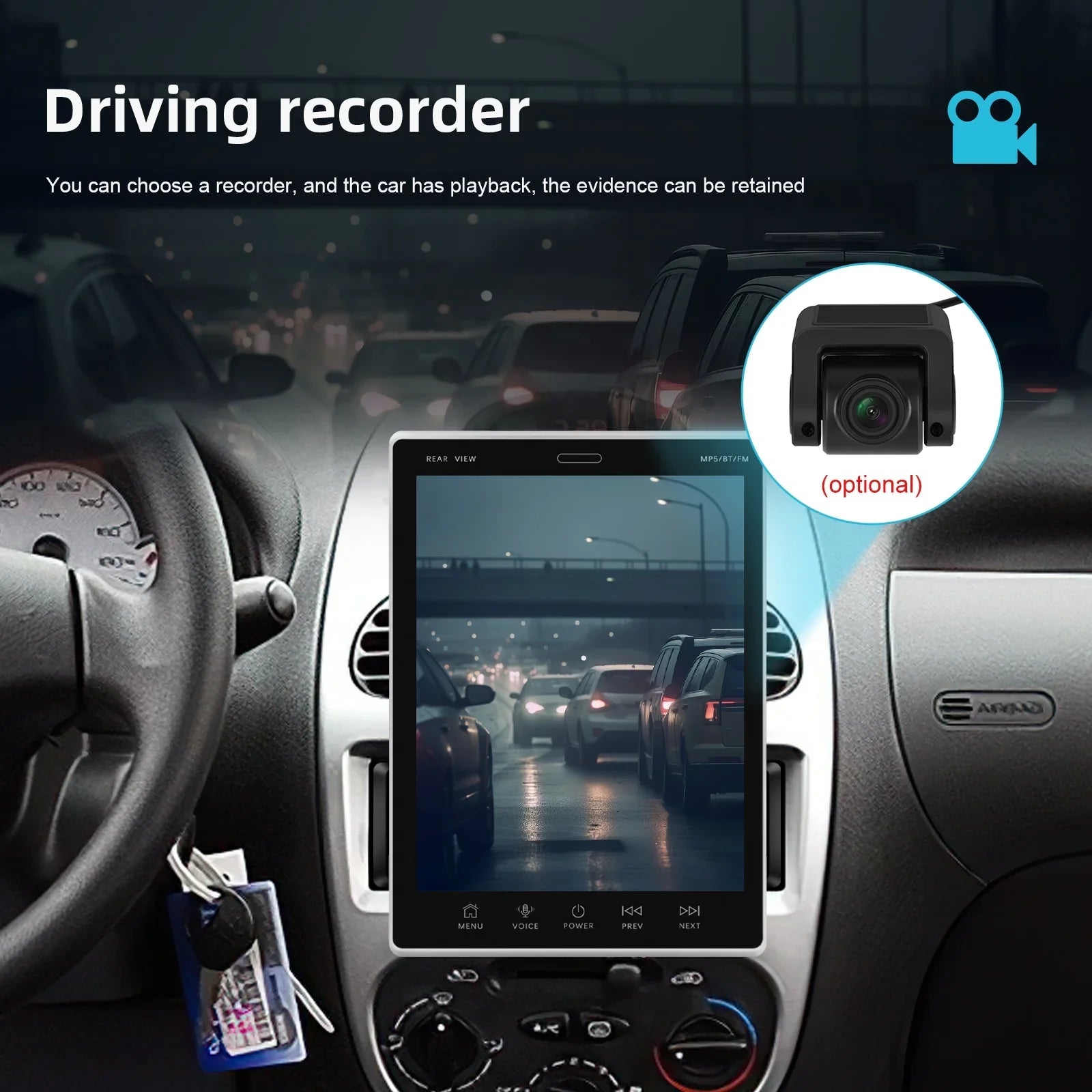 2Din Car Sizetereo Radio 9.5Vertical screen Bluetooth WIFI GPSize FM Radio Receiver Sizeuppport Rear Camera