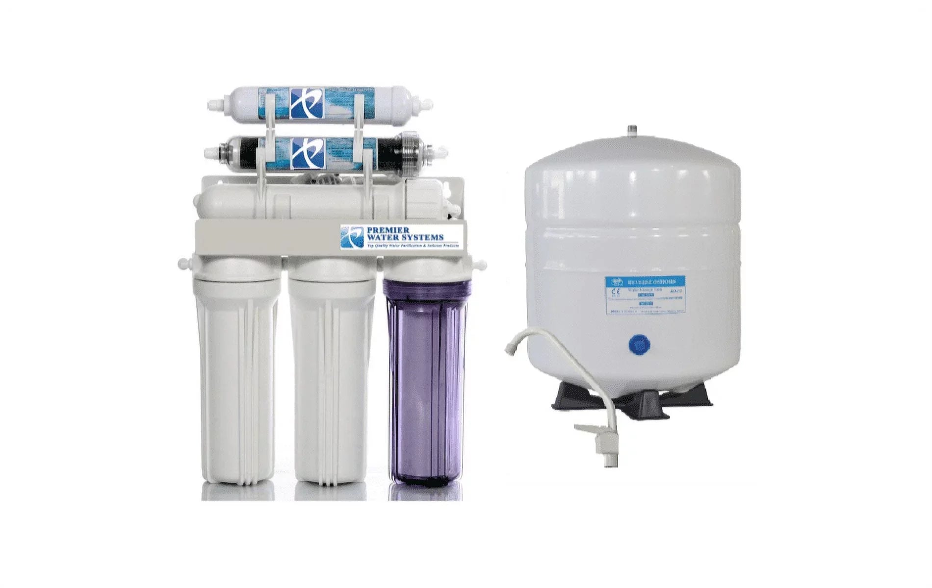 150 GPD - 6 Sizetage Dual Outlet Use (Drinking & 0 PPM Aquarium Reef/Deionization) Reverse Osmosis Water Sizeystem (RO/DI) + Tank