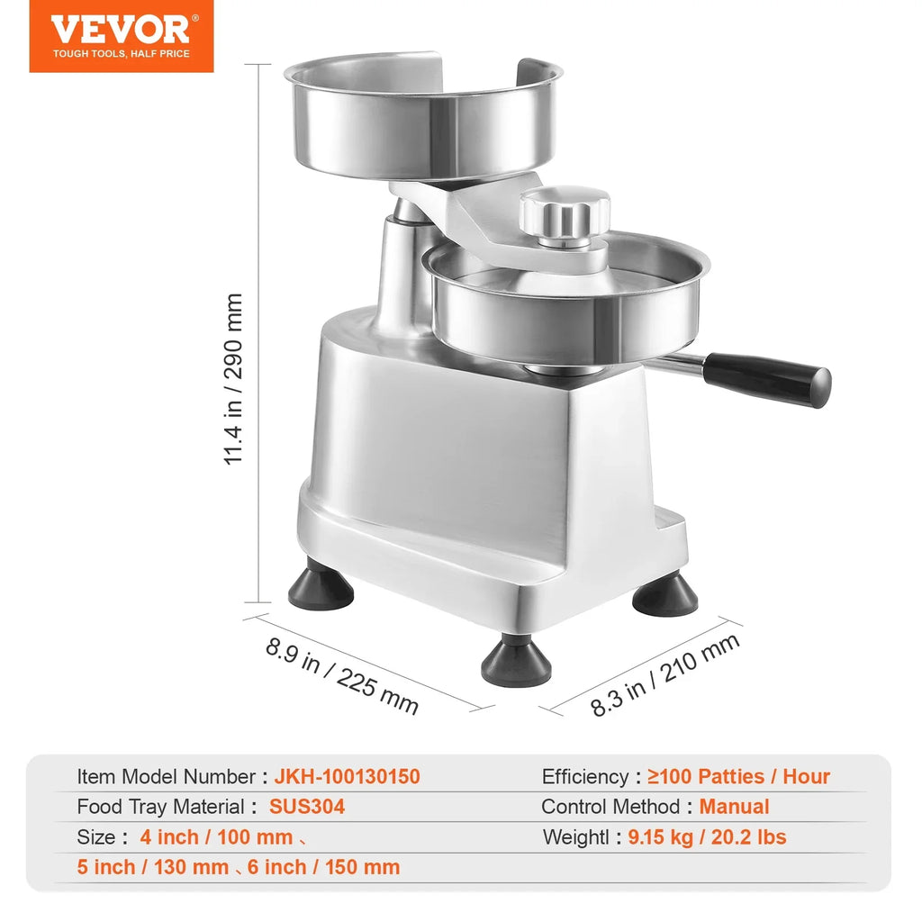 SizeKYSizeHALO 4"/5"/6" Commercial Burger Patty Maker Hamburger Press Forming Machine