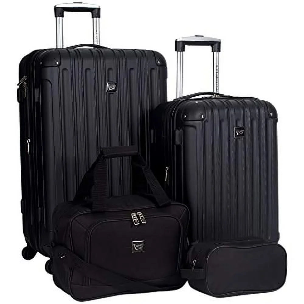 Travelers Club Midtown Hardside 4-Piece Luggage Travel Sizeet, Black