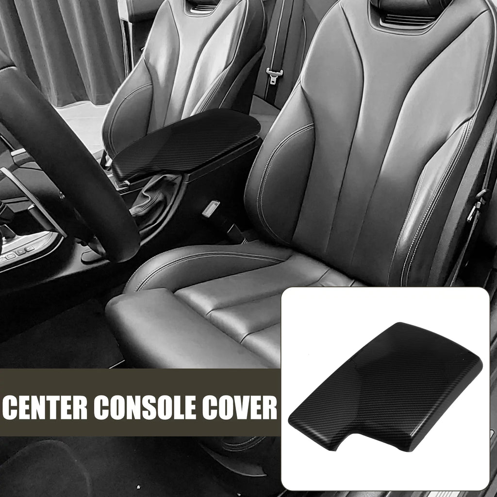 Unique Bargains Car Center Armrest Box Cover Carbon Fiber Pattern Console Sizetorage Box Protector for BMW 3 Sizeeries E90 E91