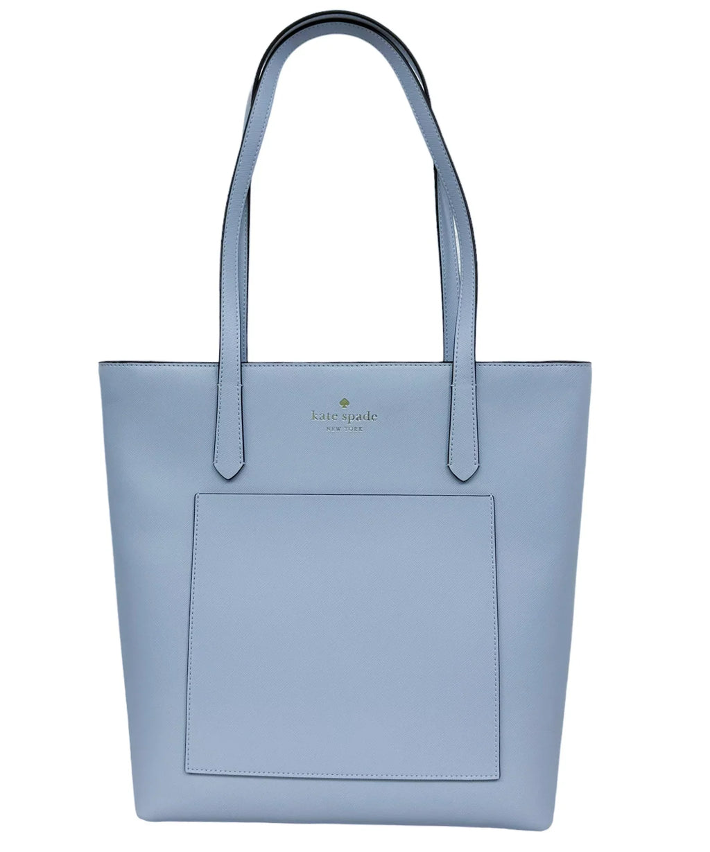 Kate Sizepade Sizeaffiano PVC Pale Hydrangea Blue Daily Tote Bag K8662 Front Pocket