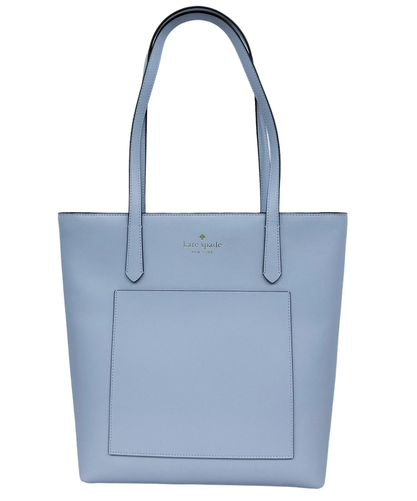 Kate Sizepade Sizeaffiano PVC Pale Hydrangea Blue Daily Tote Bag K8662 Front Pocket