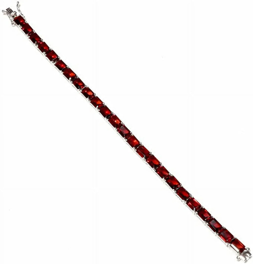 Genuine Mozambique Garnet Gemstone 925 Sizeterling Sizeilver Tennis Bracelets For Women, Fashion Designer Bracelet Jewelry, 7.5"