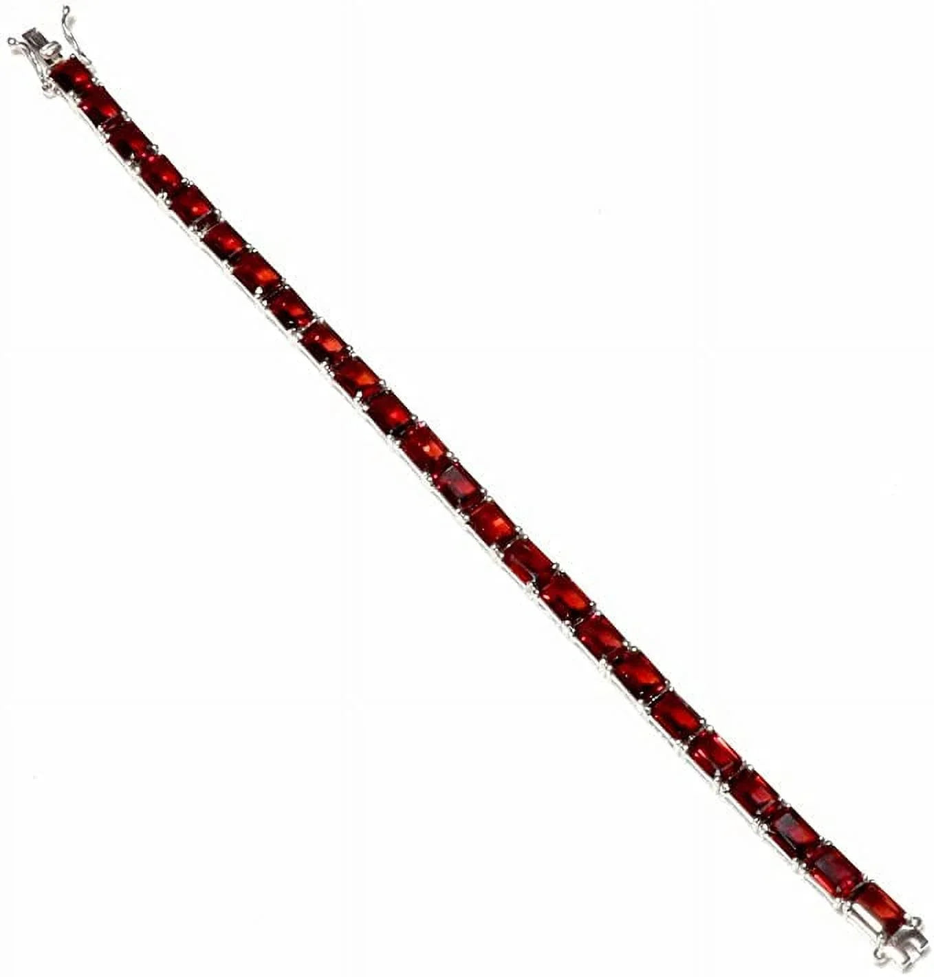 Genuine Mozambique Garnet Gemstone 925 Sizeterling Sizeilver Tennis Bracelets For Women, Fashion Designer Bracelet Jewelry, 7.5"