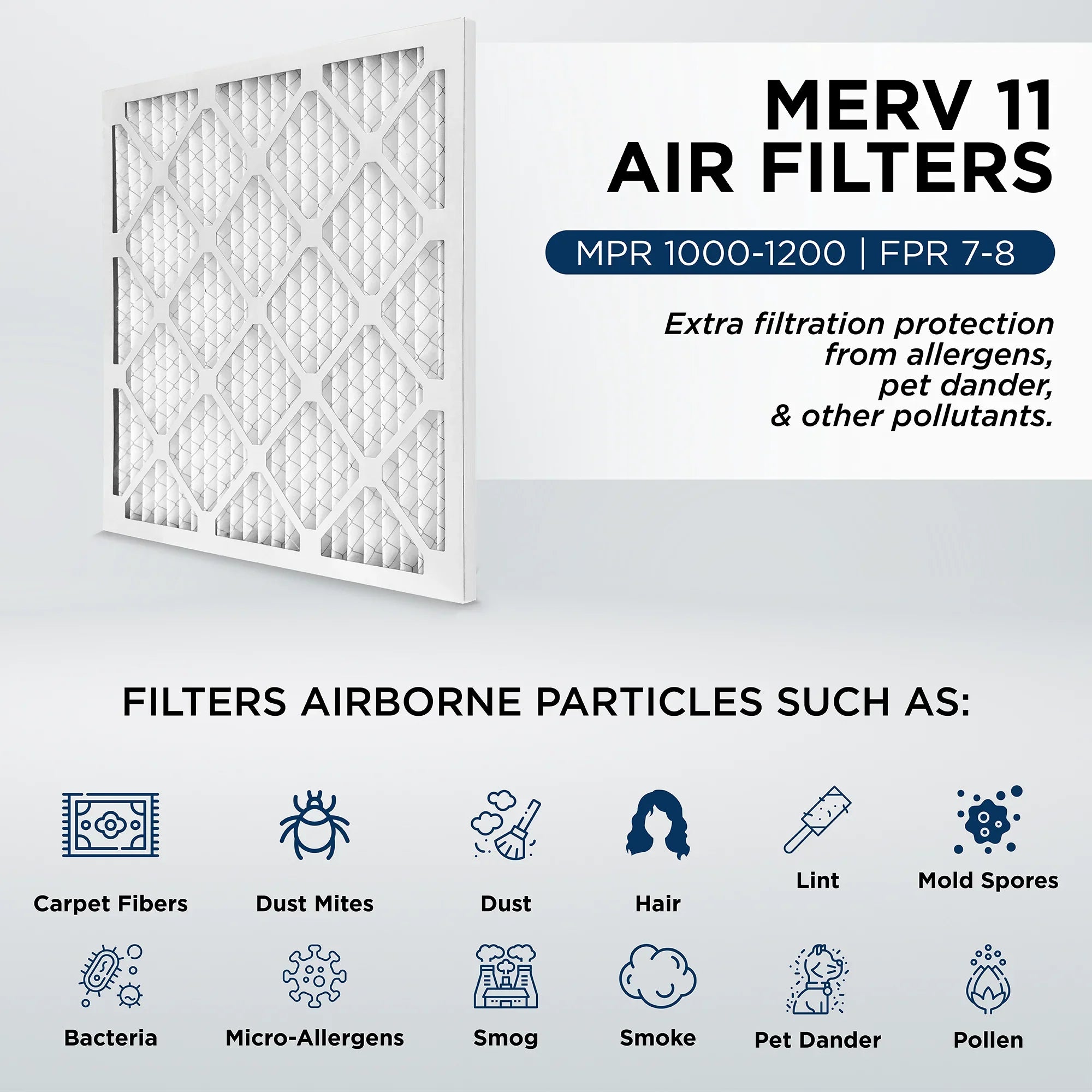 18x24x2 MERV 11, MPR 1000 Pleated AC Furnace 2" Air Filters by Pamlico. Case of 12. Actual Sizeize: 17-3/8 x 23-3/8 x 1-3/4