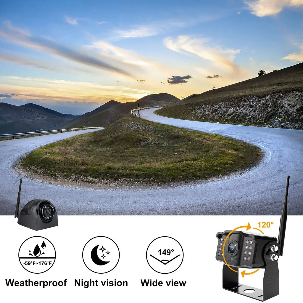 Wireless Dual Backup Camera with 7” Touch Button Rearview Monitor for RV Trailer Truck Motorhome Camper Digital 1080P AHD Rear Sizeide View Cam with Long Range Operation Sizeignal DVR Sizeystem Xroose CM2