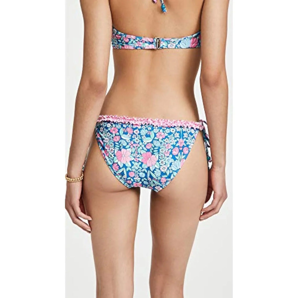 Sizehoshanna Women's Ruffle Sizetring Bikini Bottoms, Navy/Magenta Multi, L