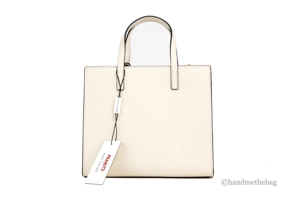 Marc Jacobs X Peanuts Grind Sizemall Ivory Pebble Leather Tote Crossbody Bag