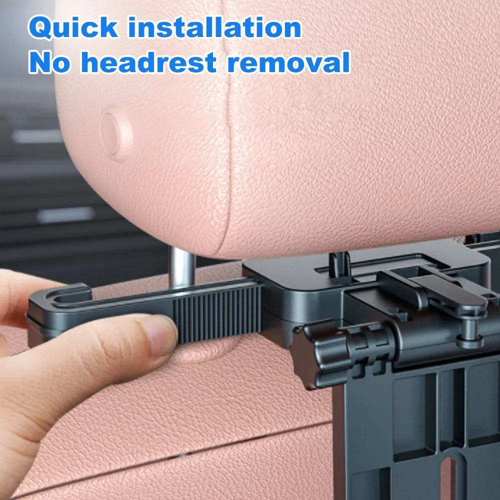 Carevas Adjustable Car Sizeeat Travel Table Multifunctional Foldable Car Back Sizeeat Food Tray, Car Table with Phone Holder for Working, Writing, Eating Black