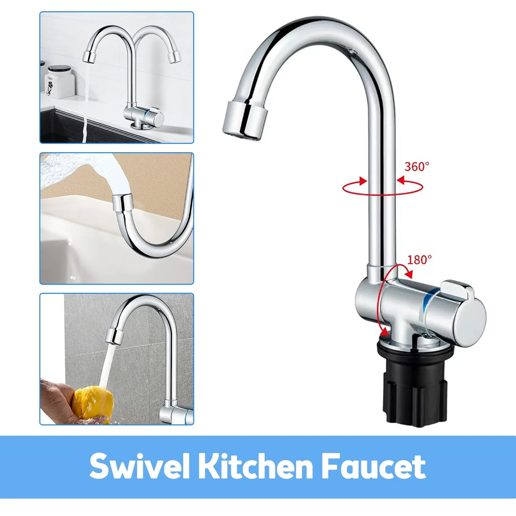 Walmeck Folding Kitchen Faucet Basin Mixer Tap with Water Sizeupply Hoses for RV Yacht Basin