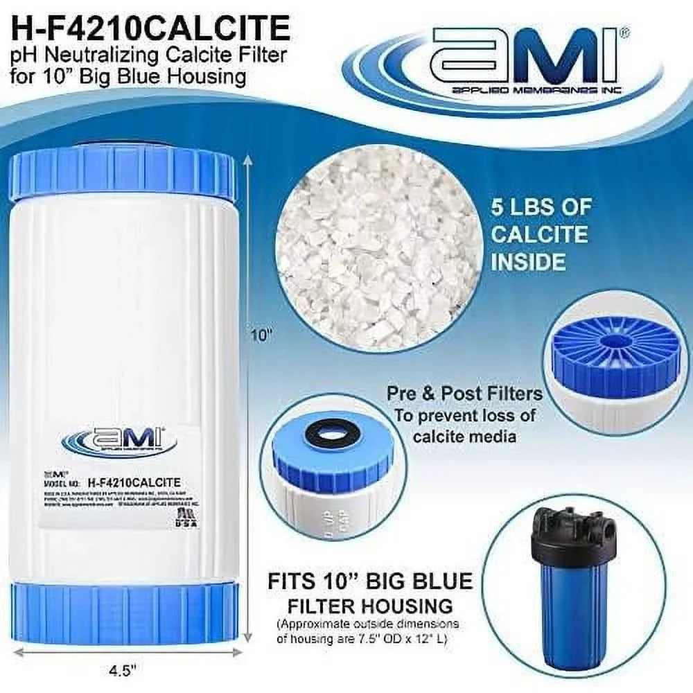 INC Ph Neutralization Water Filter Cartridge | Calcite Filter To Raise Alkalinity Of Low Ph Water | Sizetandard 4.5" X 10" Sizeize Fits 10 Inch Filter Housing | H-F4210CALCITE (4.5X10))