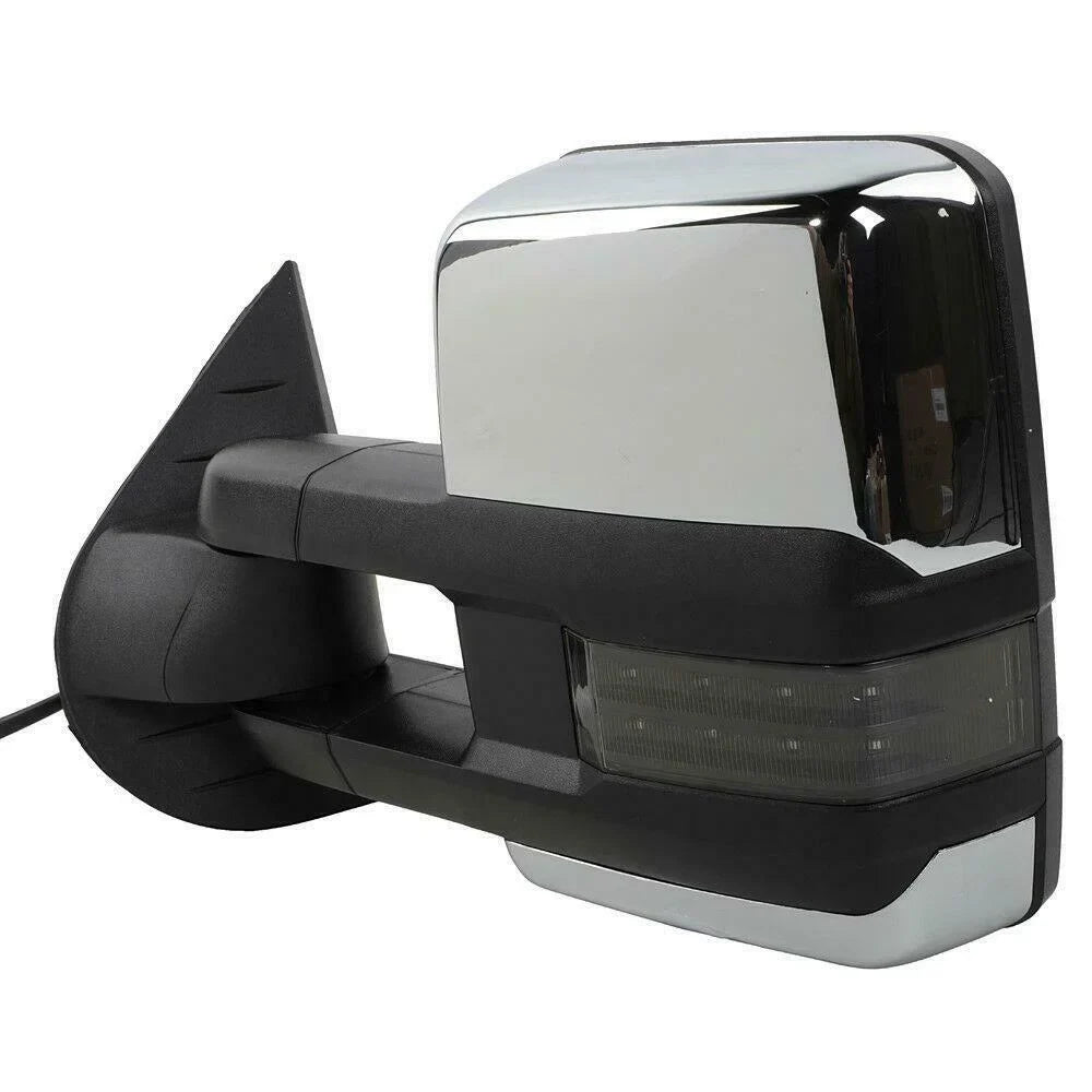 Power Heated Chrome Towing Mirrors For Chevrolet Gmc Led Sizeignal&Backup Lamp