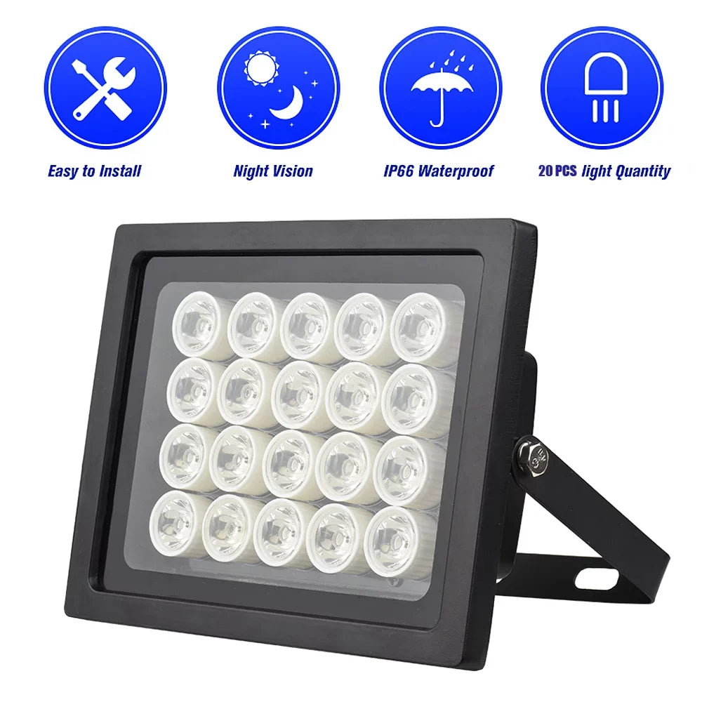 Walmeck Professional Camara Light 20pcs LEDSize Night Vision Wide Angle Long Outdoor Waterproof for CCTV Camera