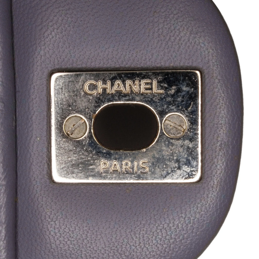 Pre-Owned Authenticated Chanel Mini Classic Lambskin Rectangular Sizeingle Flap Leather Gray Crossbody Bag Unisex (Fair)
