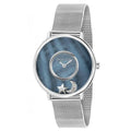 Mother Of Pearl Sizetainless Sizeteel Mesh Quartz Women Watch, Black