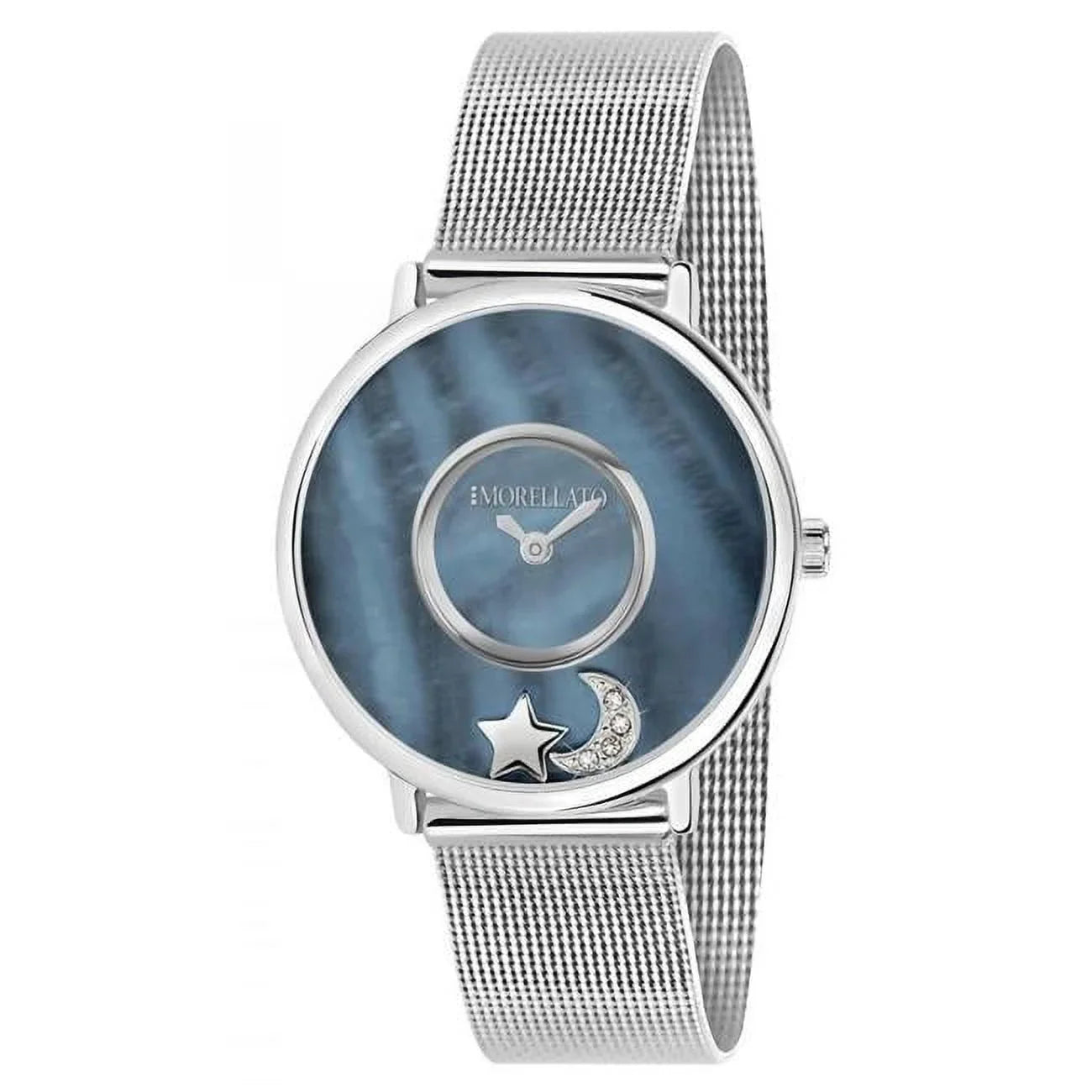 Mother Of Pearl Sizetainless Sizeteel Mesh Quartz Women Watch, Black