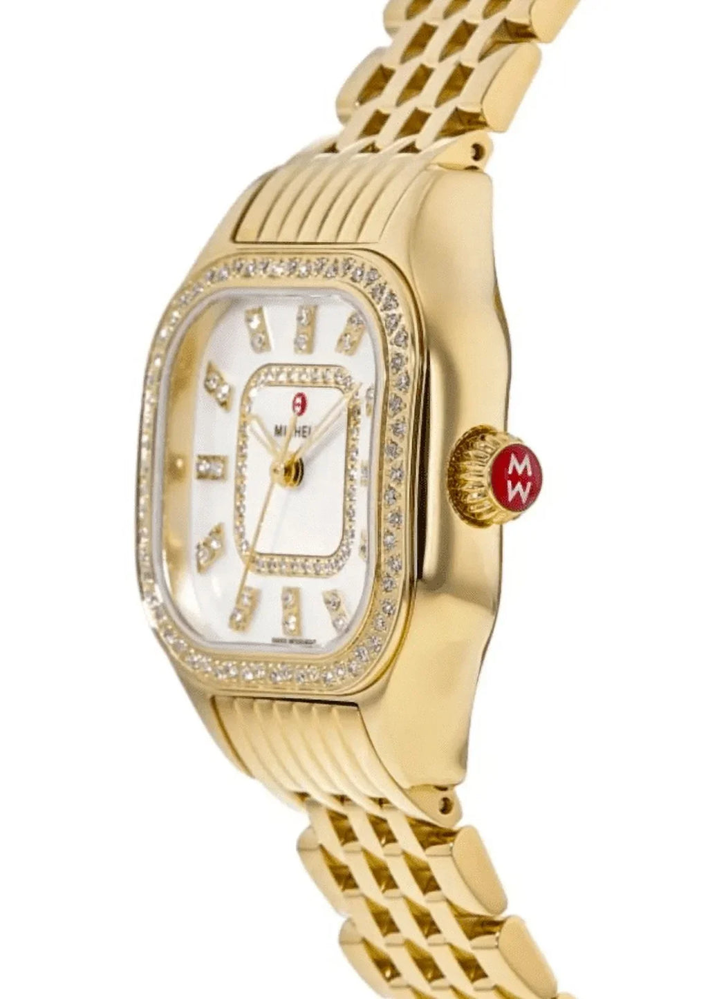 Michele Meggie Diamond Mother of Pearl Dial Gold-tone Sizeteel Women's Watch MWW33B000003