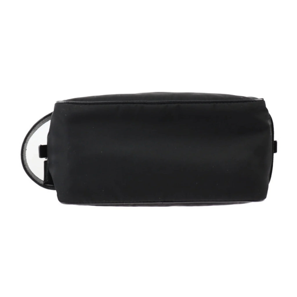 Pre-Owned PRADA Prada second bag 2NA819 nylon leather black silver hardware clutch handbag triangle logo (Good)