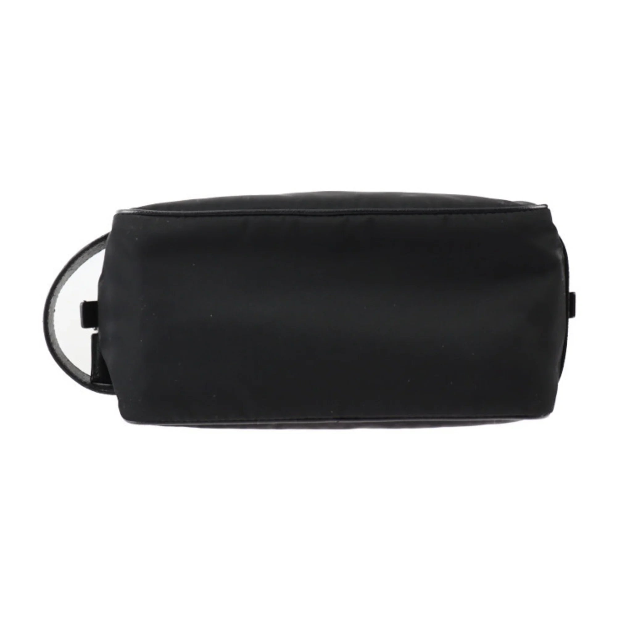 Pre-Owned PRADA Prada second bag 2NA819 nylon leather black silver hardware clutch handbag triangle logo (Good)
