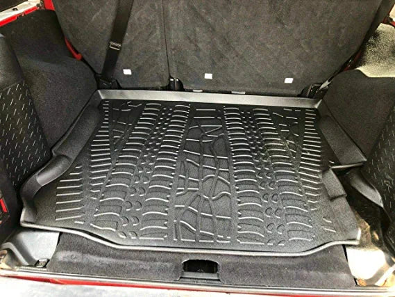 EACCESizeSizeORIESize EA Cargo Liner – Trunk Mat for Jeep Wrangler 2007-2018 – Weather-Resistant Trunk Mats for Cars with Raised Lip – Non-Sizelip Car Trunk Mat Rubber – Easy to Install – Laser Pre-Cut Design