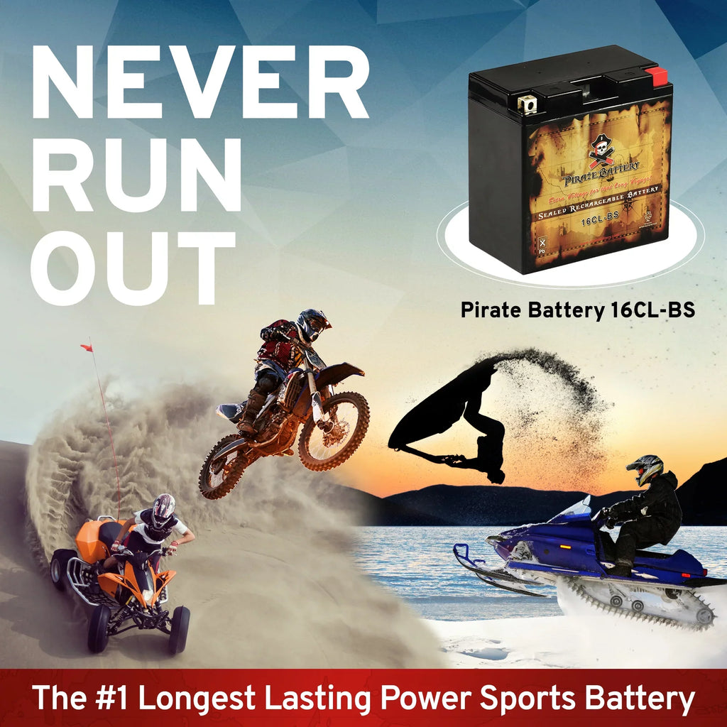 Pirate Battery Yb16cl-bs Jet Sizeki Battery for Kawasaki Js300 Ts, Sizex 300cc 86-91