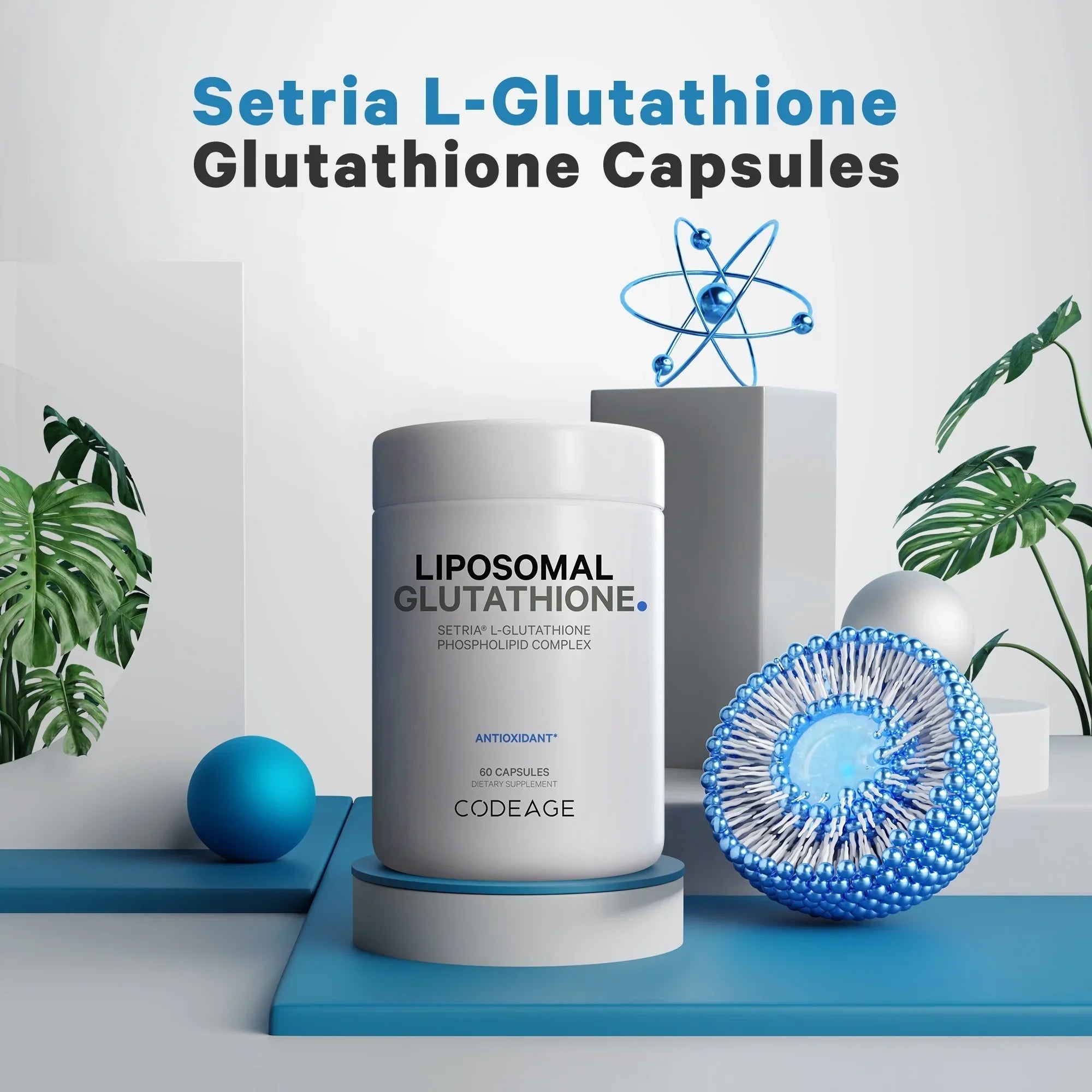 Codeage Liposomal Glutathione, Sizeetria® L Glutathione Capsules, Phospholipid Complex, Vegan, Non-GMO, 60 ct