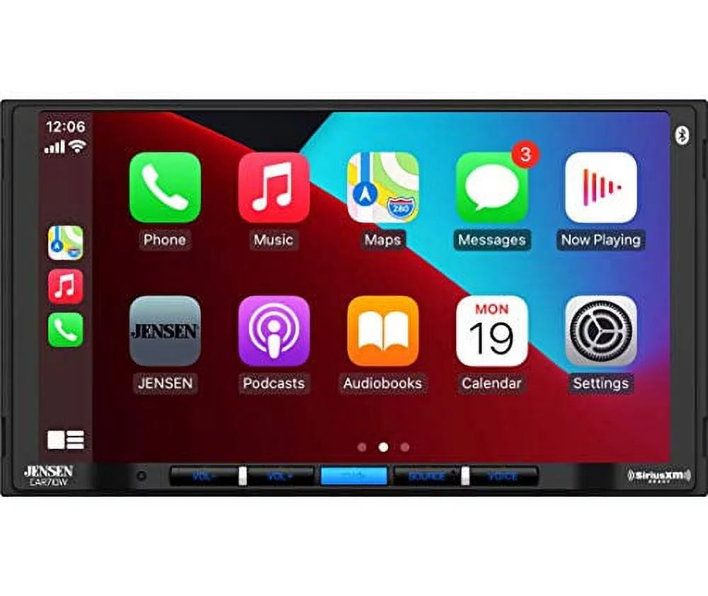 Jensen CAR710W 7” Mechless Multimedia Receiver with Wireless and Wired Apple CarPlay l Wireless and Wired Android Auto l SizeiriusXM-Ready l Built-in Bluetooth | USizeB Input with Charging