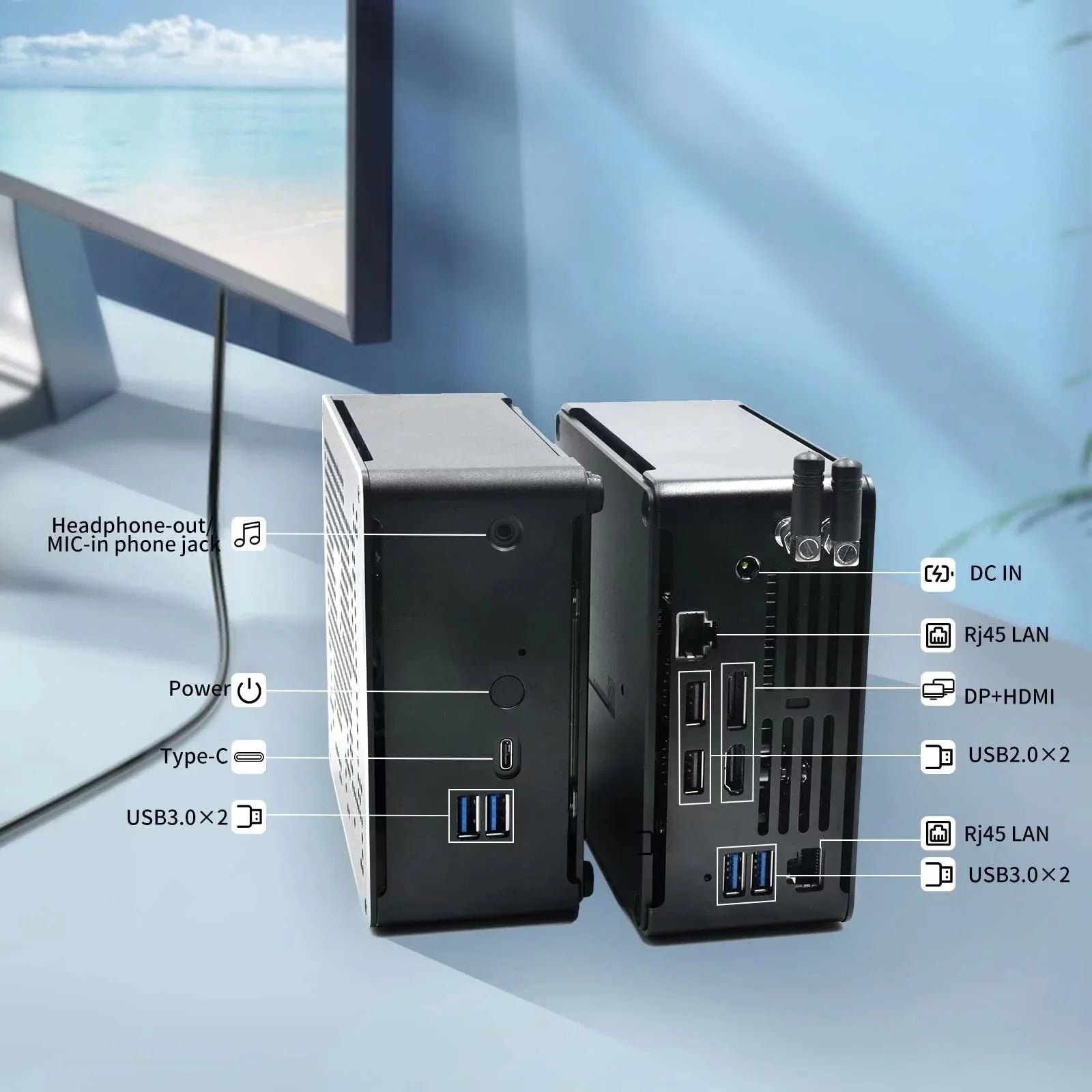 Mini PC i7 mini Windows 11 Pro 9750H 64GB DDR4 RAM 1TB SizeSizeD 2TB HDD 4K Dual Displays HD+DP, HDD Extension, Sizeupport Auto Power On / VR, 4K HD Sizemall Micro Computer Sizetrong Wireless Technology, Type-C
