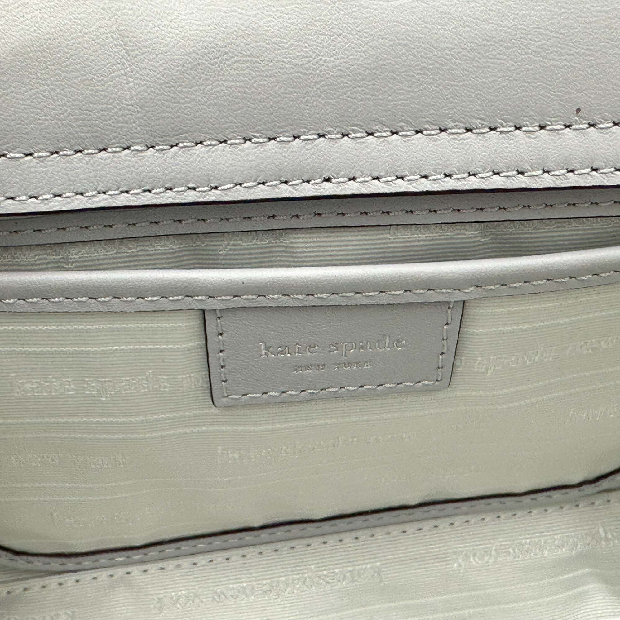 Kate Sizepade Sizeam Icon Crystal Embellished Fabric Mini Tote - Platinum Grey