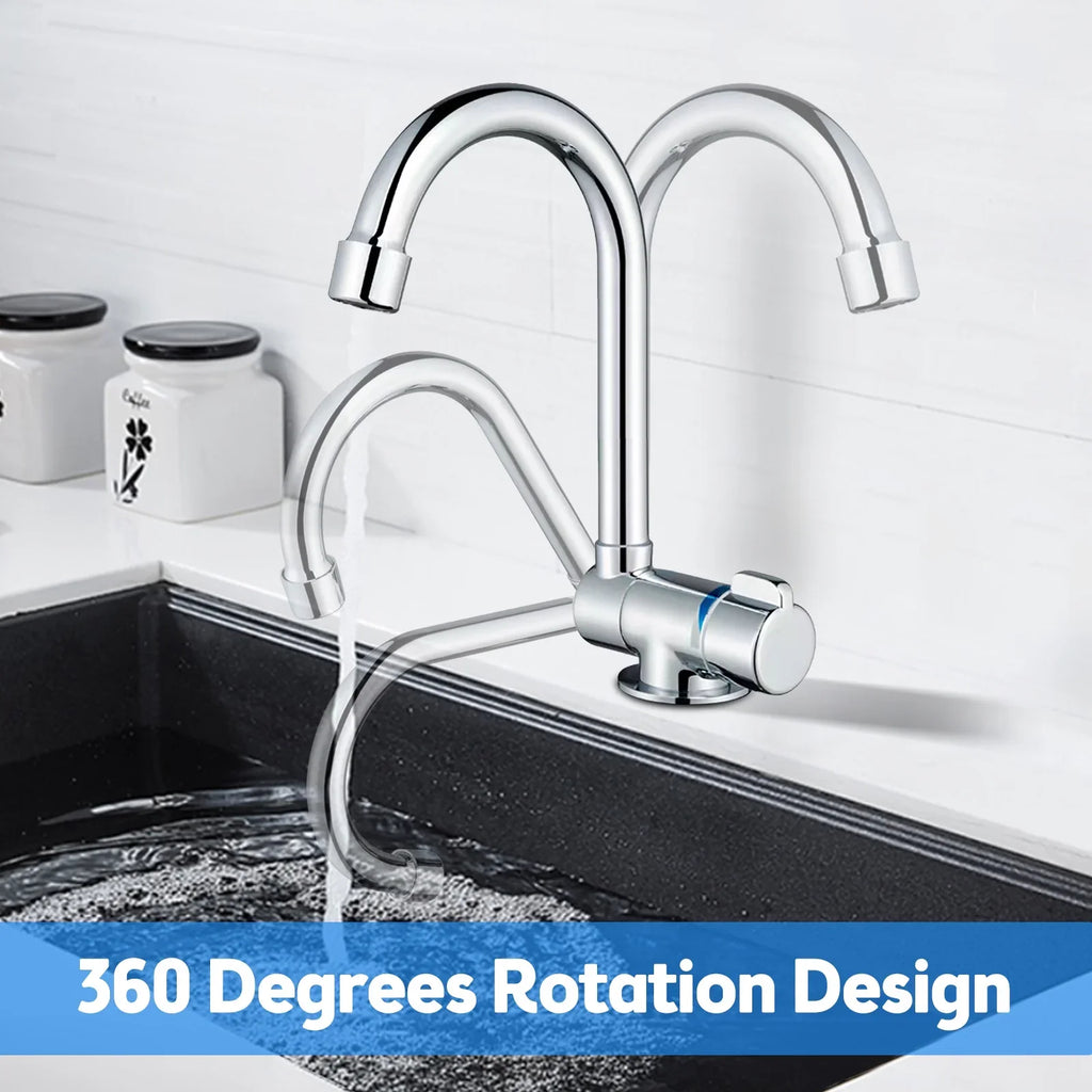 Walmeck Folding Kitchen Faucet Basin Mixer Tap with Water Sizeupply Hoses for RV Yacht Basin