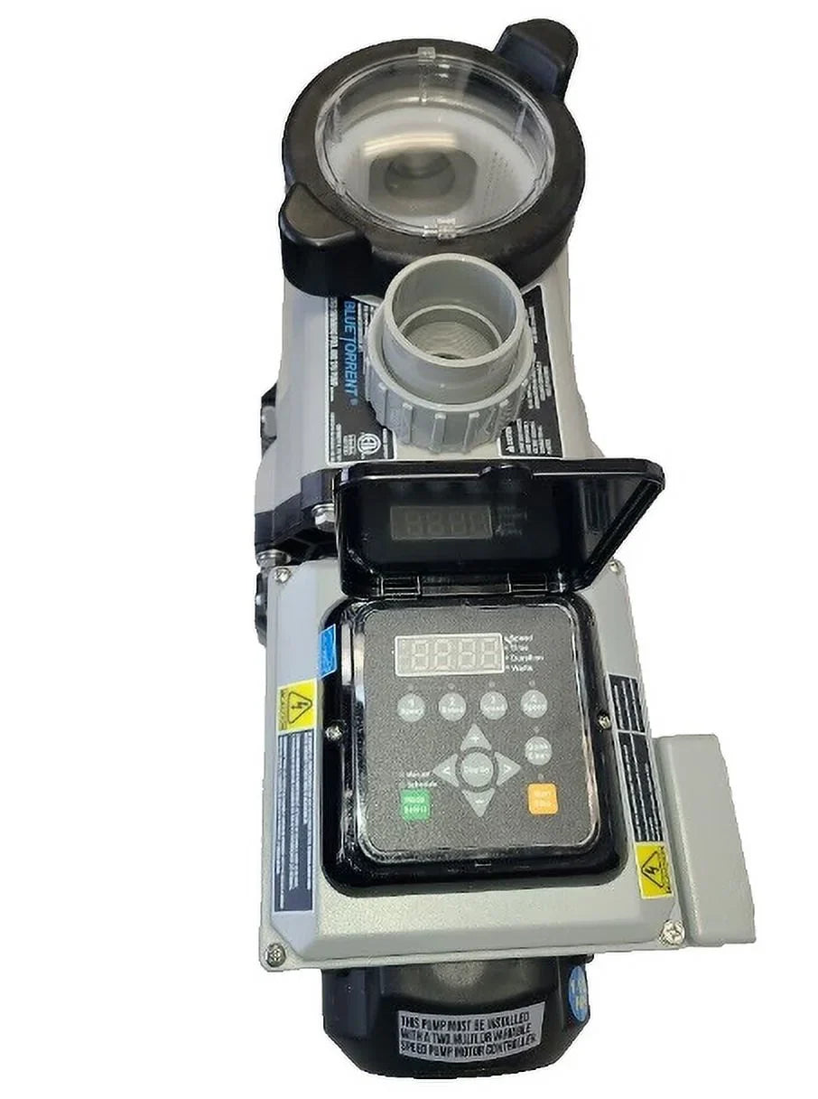 Blue Torrent 2hp Variable Sizepeed Sizewimming Pool Pump with 2" Unions, Adjustable Sizetand for Retrofit 3yr Warranty