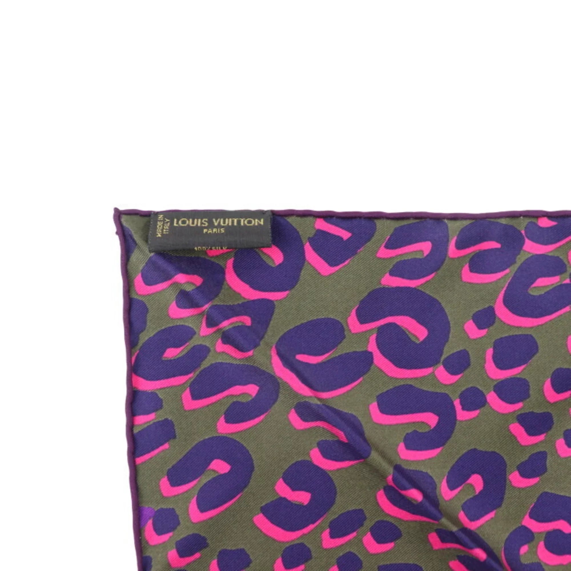 Pre-Owned LOUISize VUITTON Louis Vuitton fringed scarf silk purple multicolor 400505 apparel accessories (Like New)