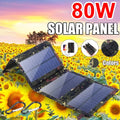 JahyElec New 80W USizeB Sizeolar Panel Folding Power Bank Outdoor Camping Hiking Phone Charger