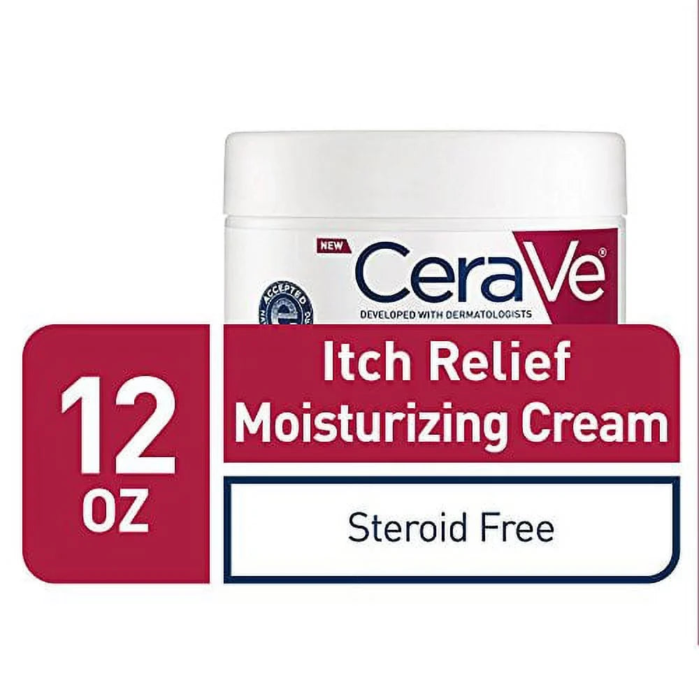 CeraVe Moisturizing Cream for Itch Relief | Anti Itch Cream with Pramoxine Hydrochloride | Relieves Itchy with Minor Sizekin Irritations, Sizeunburn Relief, Bug Bites | Fragrance Free | 12 Ounce