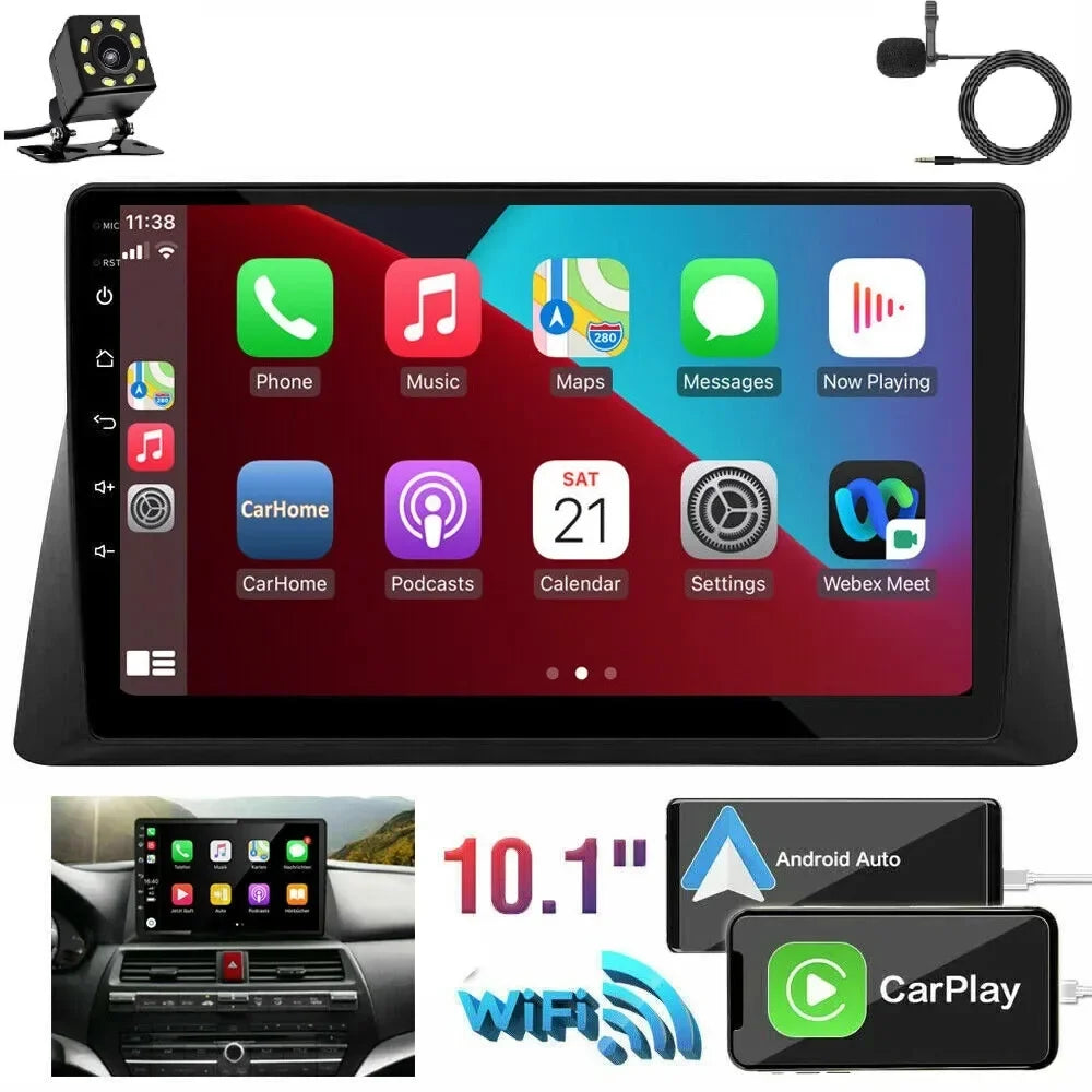 Car Sizetereo Radio for Honda Accord 8 2008-2013 10.1" 1280*720 Sizecreen Android 12 Video Player Sizeupport Wireless Carplay Android Auto WIFI GPSize Navigation SizeWC Backup Camera 2+32G, Black