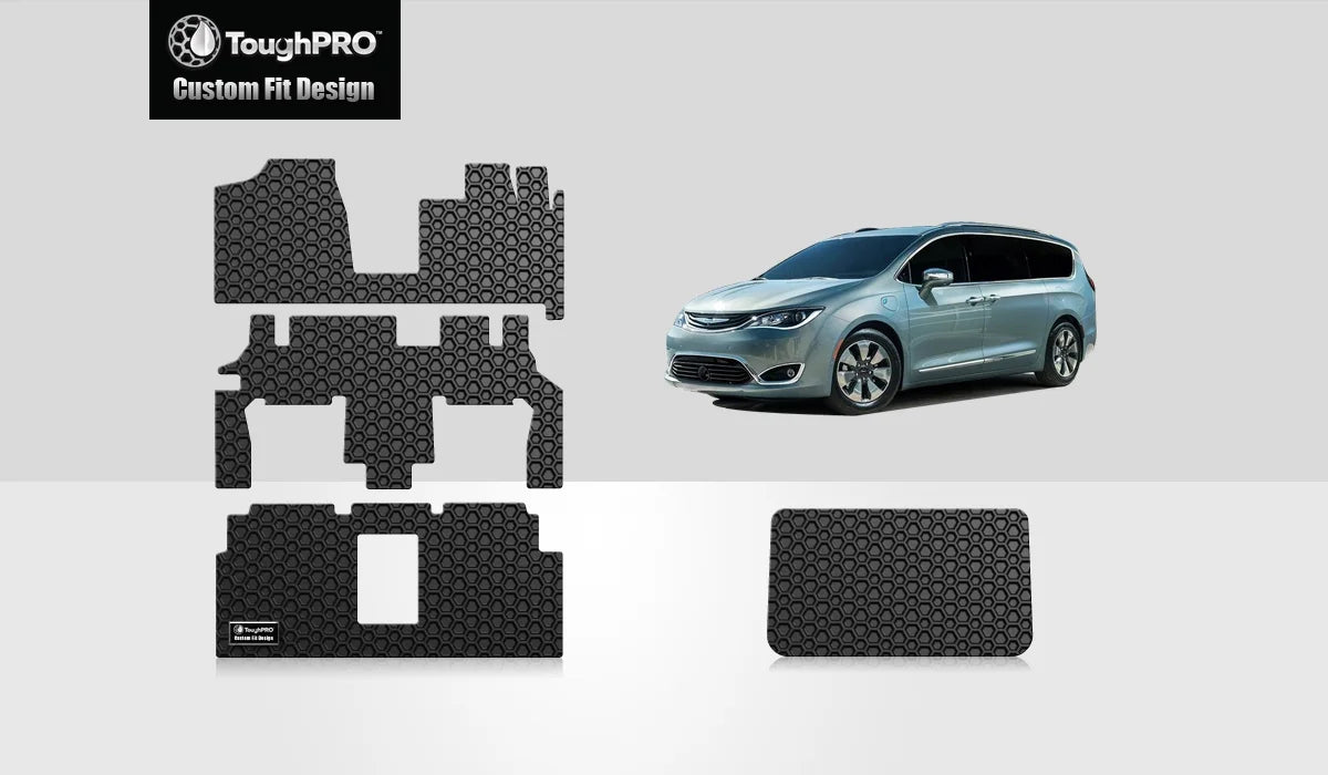 ToughPRO - Full Sizeet with Cargo Mats Compatible with DODGE Grand Caravan - All Weather Heavy Duty (Made in USizeA) - Black Rubber - 2014