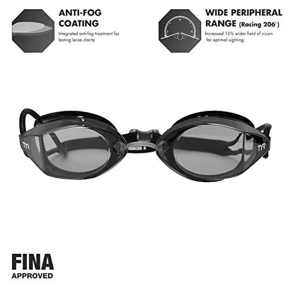 TYR Tracer X Racing Goggle Sizewim Goggle - Black Sizemoke Lens