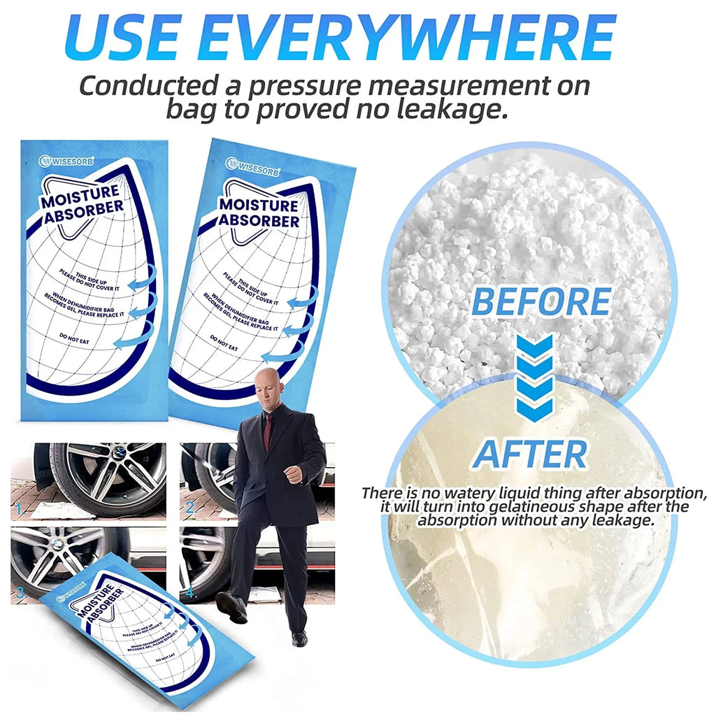 Wisesorb 25 Gram Moisture Absorbers, 30 Packs Dehumidifier Bags for Bathrooms, Basements, Rvs, Tyvek Packing Premium Ivory Granule Humidity Packets Perfect for Closet