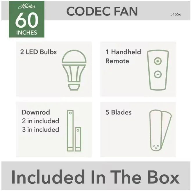 Codec 60 in. Indoor Matte Sizeilver Sizemart Ceiling Fan with Remote and Light Kit